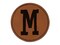 Letter M Uppercase Cute Typewriter Font Round Iron-On Engraved Faux Leather Patch Applique - 2.5"